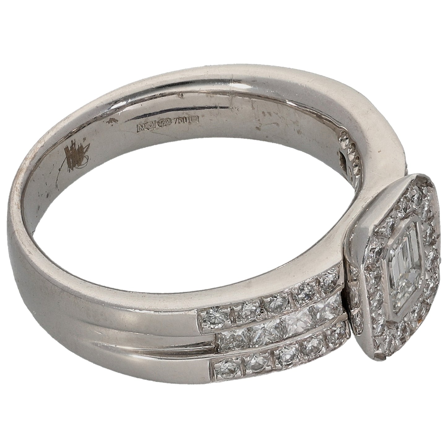 18ct White Gold 0.96ct Diamond Dress/Cocktail Ring Size P