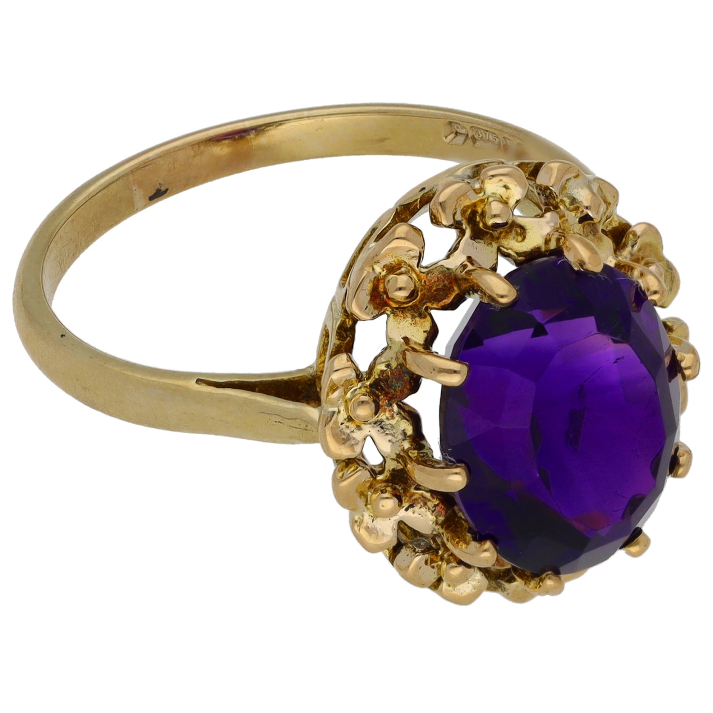 9ct Gold Amethyst Single Stone Ring Size P