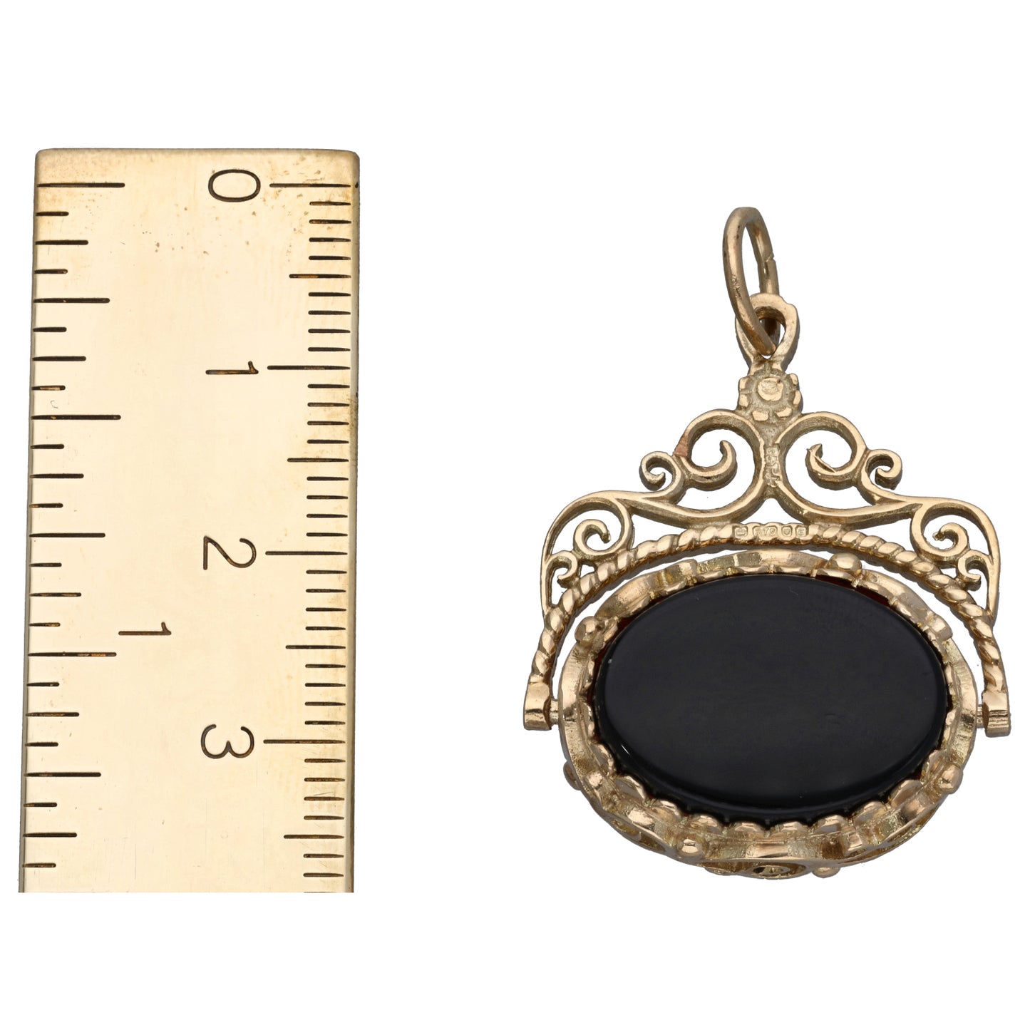 9ct Gold Carnelian & Onyx Fob Pendant