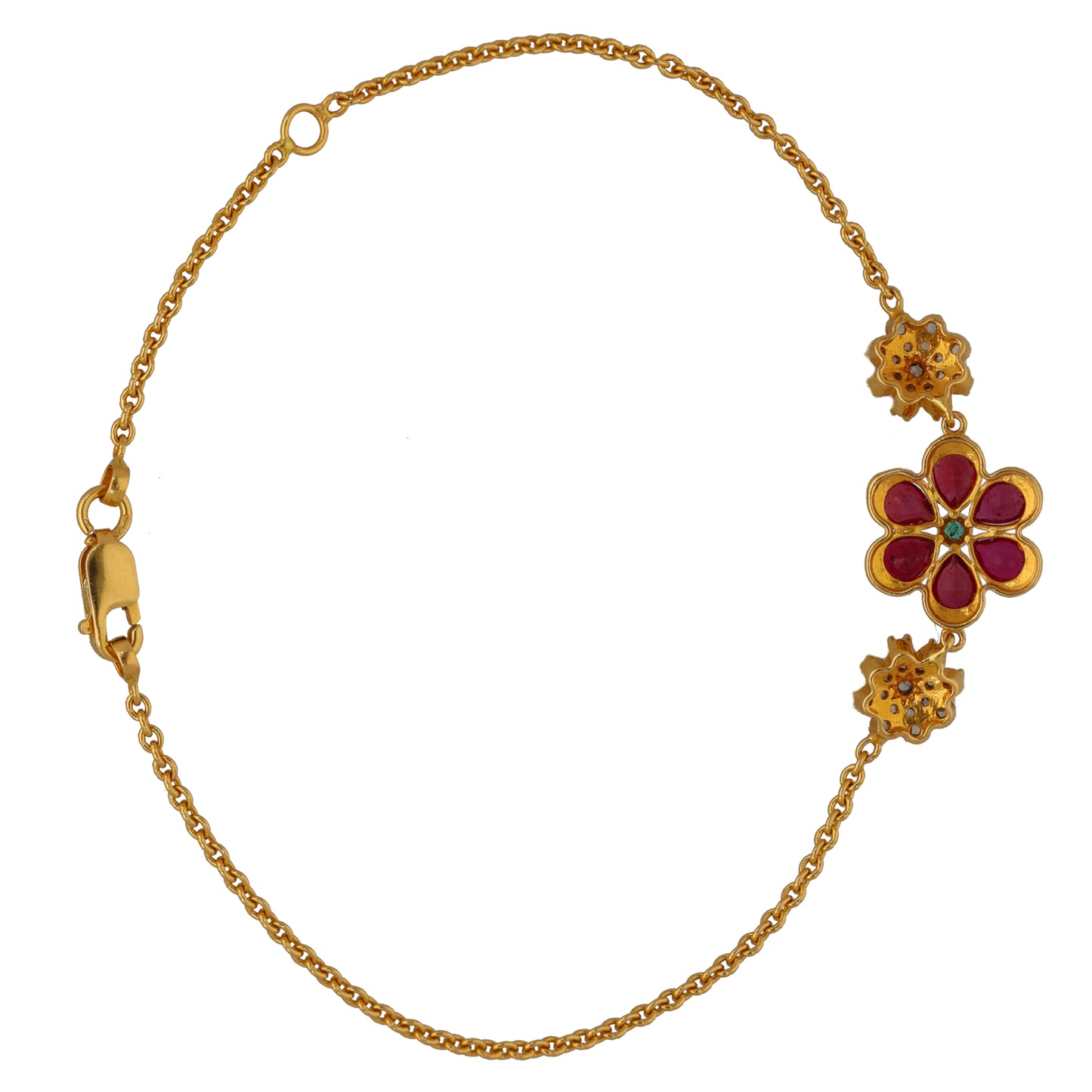 22ct Gold Imitation Gems Fancy Stone Set Bracelet