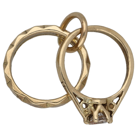 9ct Gold Cubic Zirconia Ring Charm Pendant