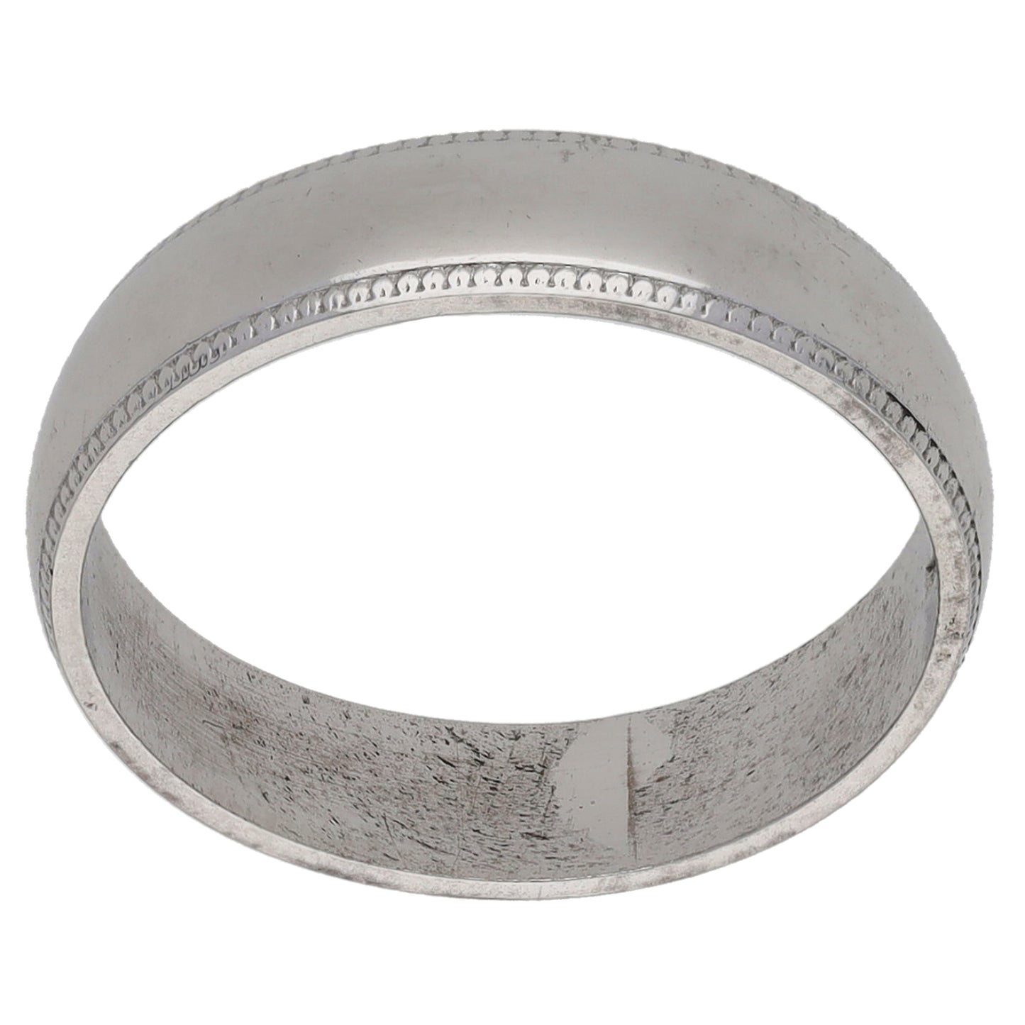 9ct White Gold Patterned Wedding Ring Size N