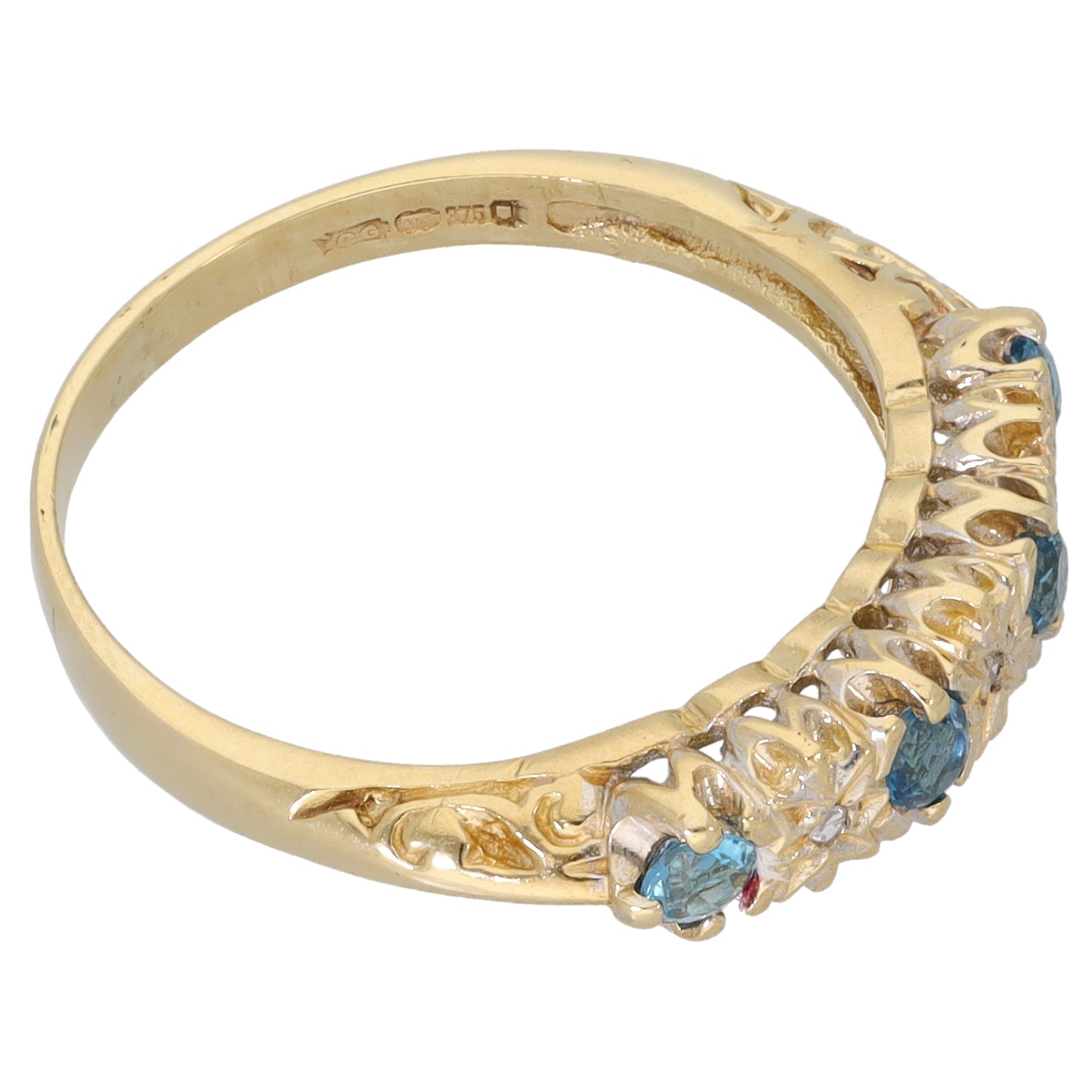 9ct Gold Topaz & 0.015ct Diamond Half Eternity Ring Size N
