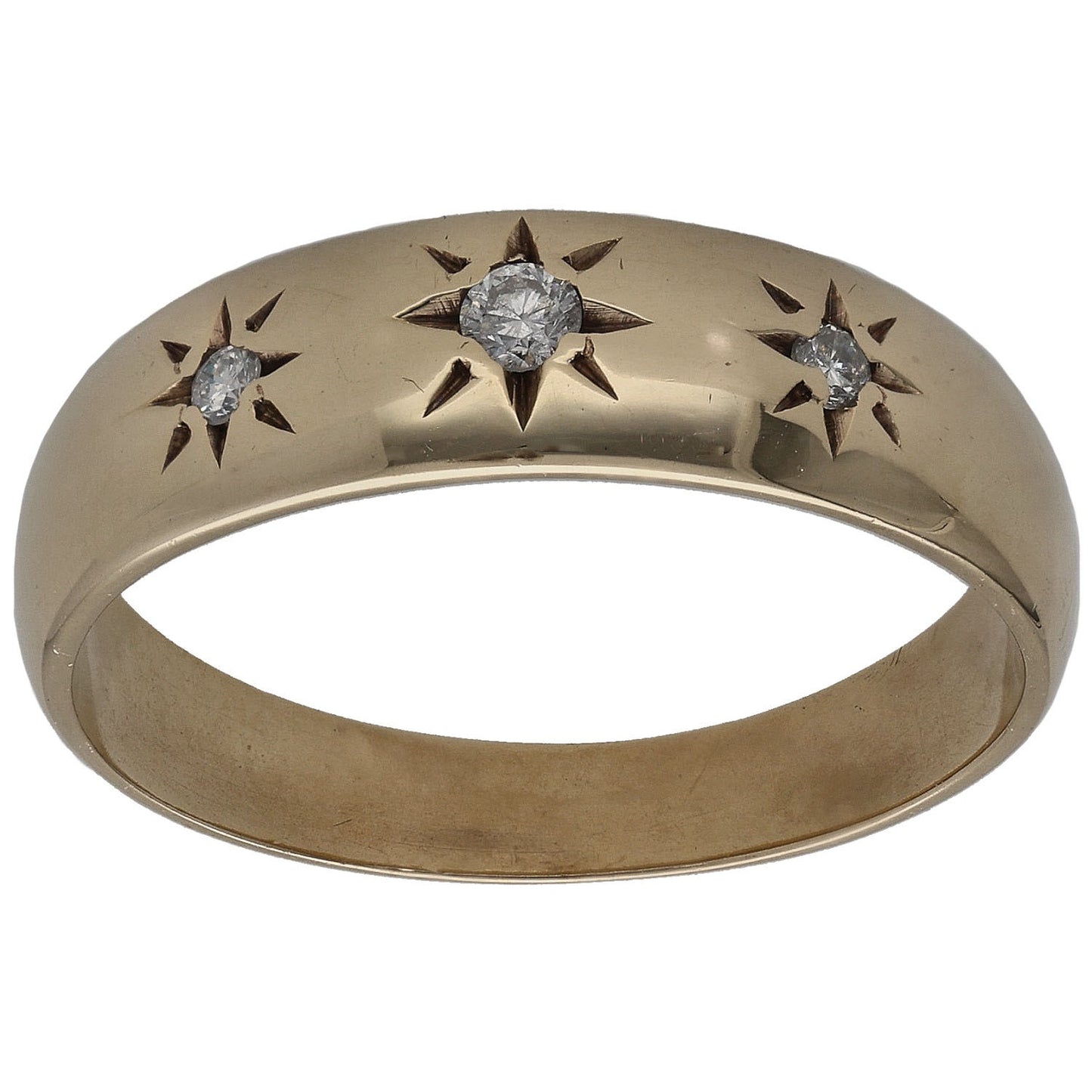 9ct Gold 0.10ct Diamond Three Stone Ring Size T