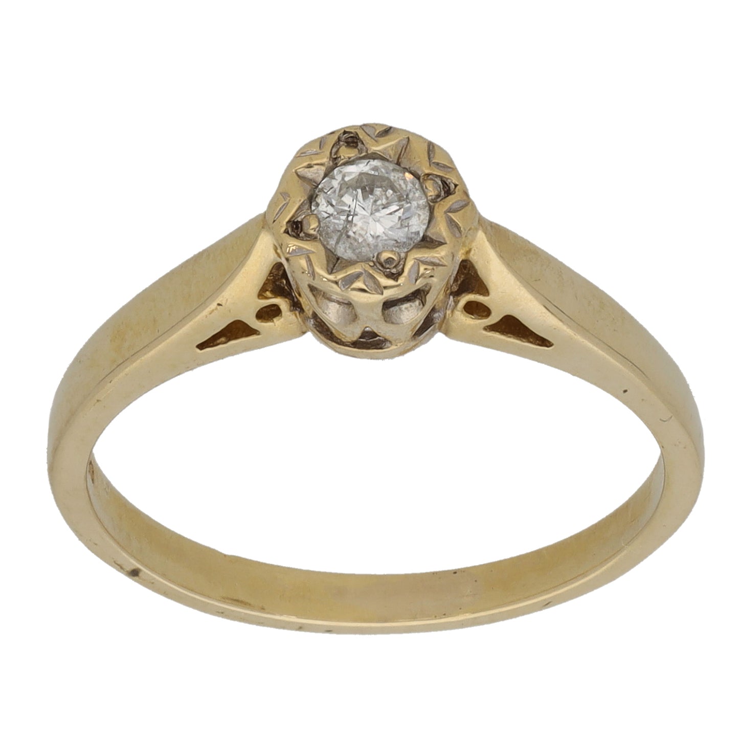 9ct Gold 0.15ct Diamond Solitaire Ring Size M