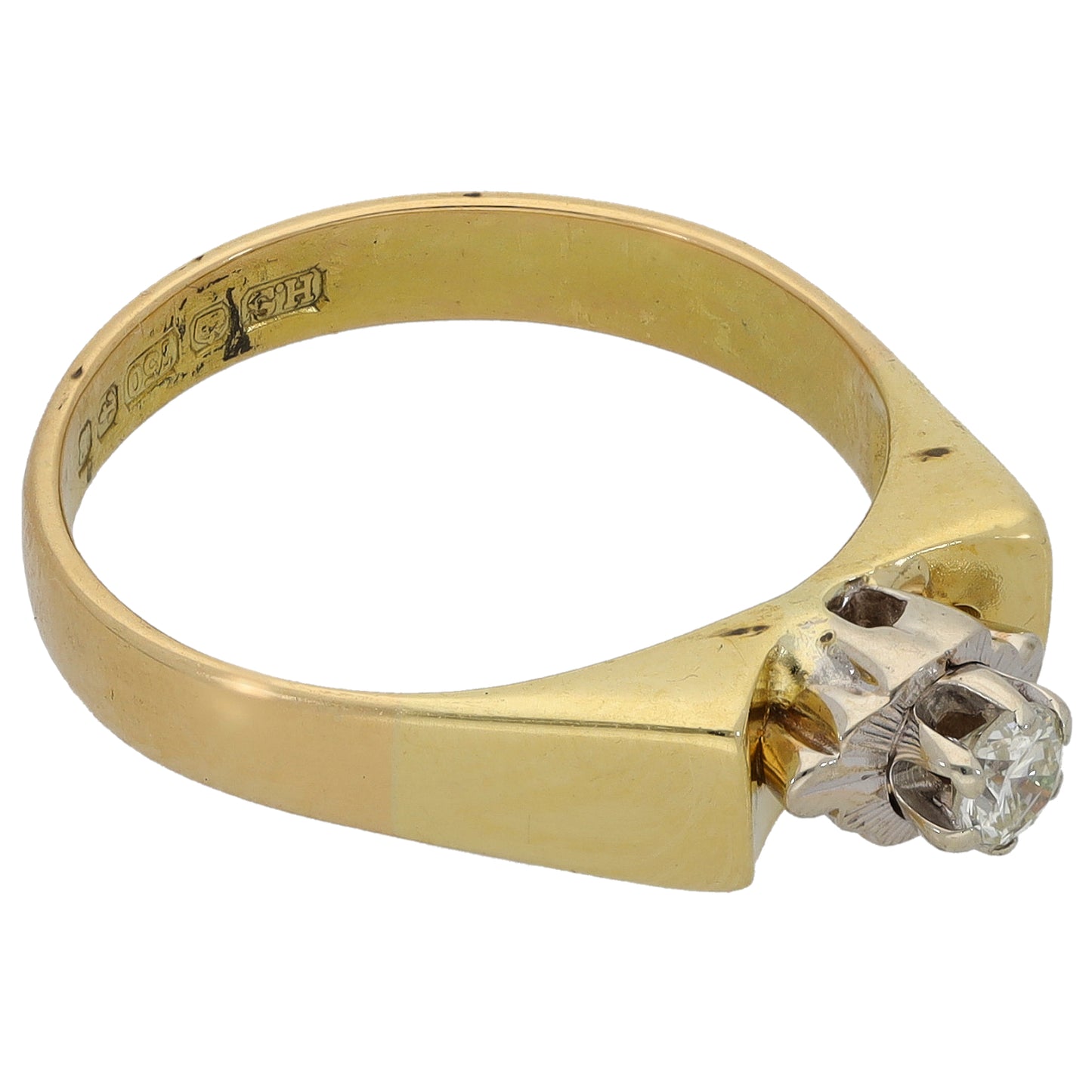 18ct Gold 0.16ct Diamond Solitaire Ring Size N