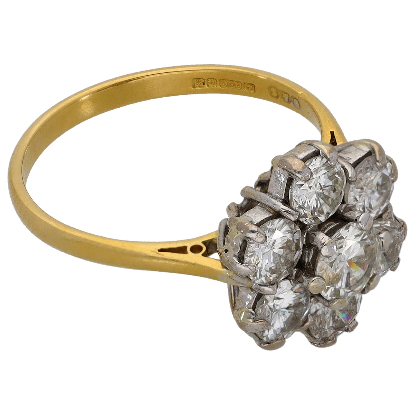 18ct Gold 2.20ct Diamond Cluster Ring Size O