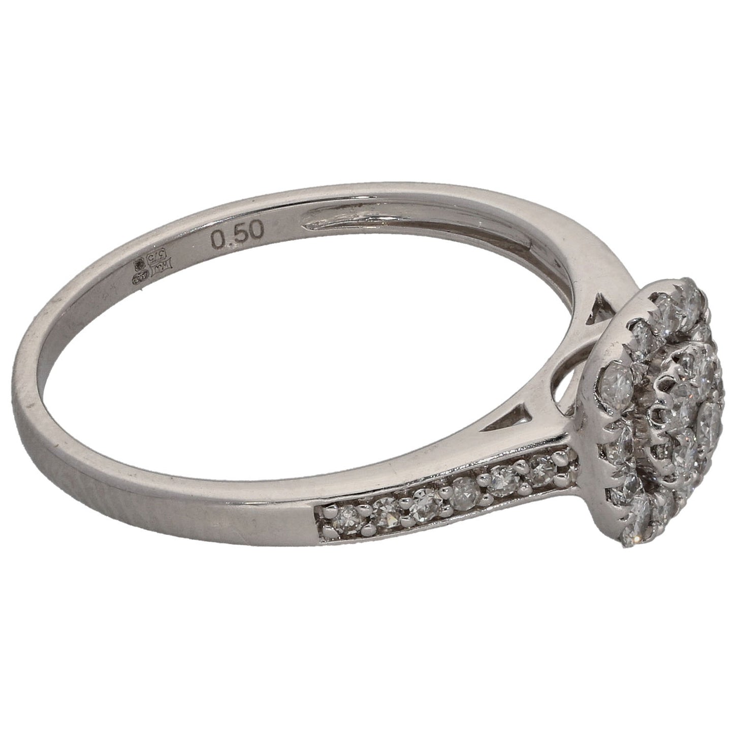 9ct White Gold 0.50ct Diamond Dress/Cocktail Ring Size Q