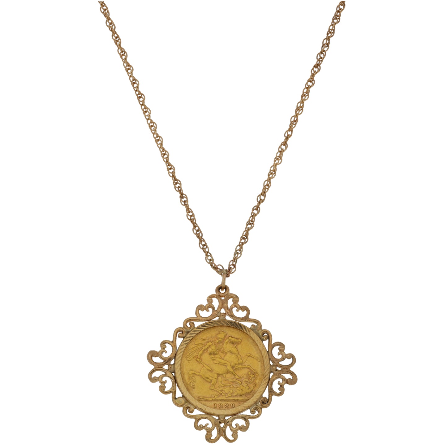 9ct Gold Full Sovereign Coin Pendant With Chain