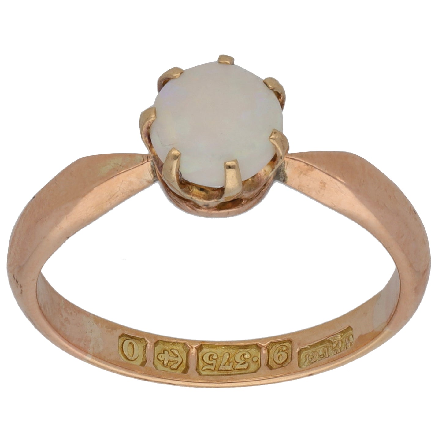 9ct Rose Gold Opal Single Stone Ring Size N