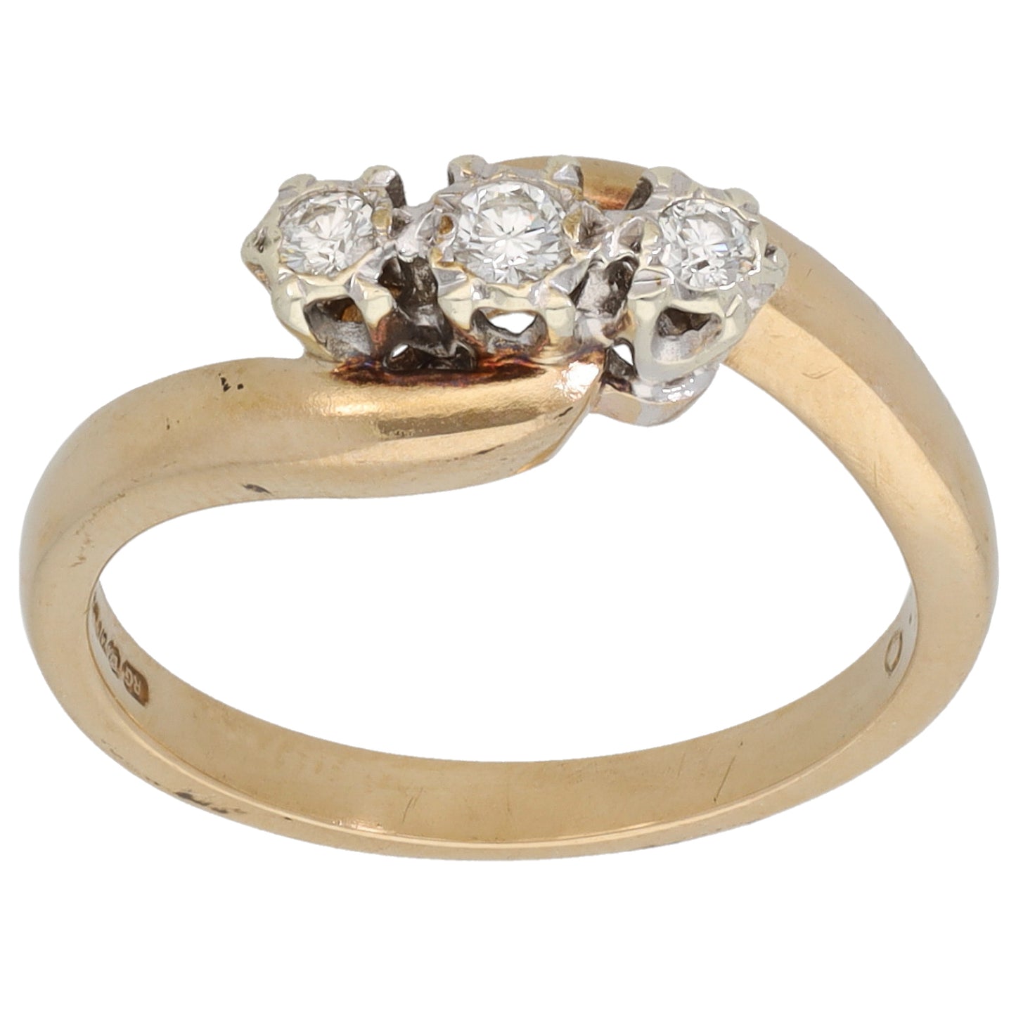 9ct Gold 0.10ct Diamond Trilogy Ring Size L