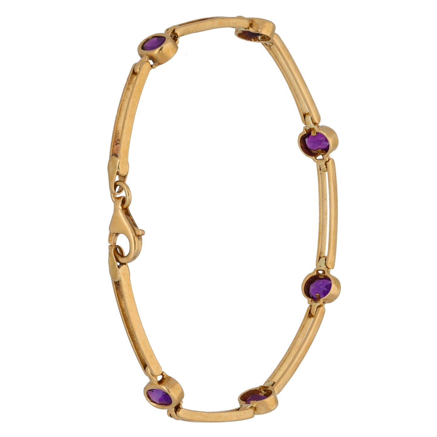 9ct Gold Amethyst Fancy Stone Set Bracelet