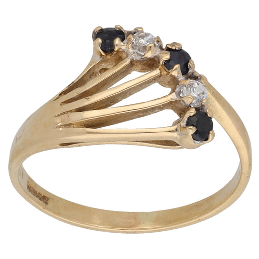 9ct Gold Sapphire & Cubic Zirconia Dress/Cocktail Ring Size N