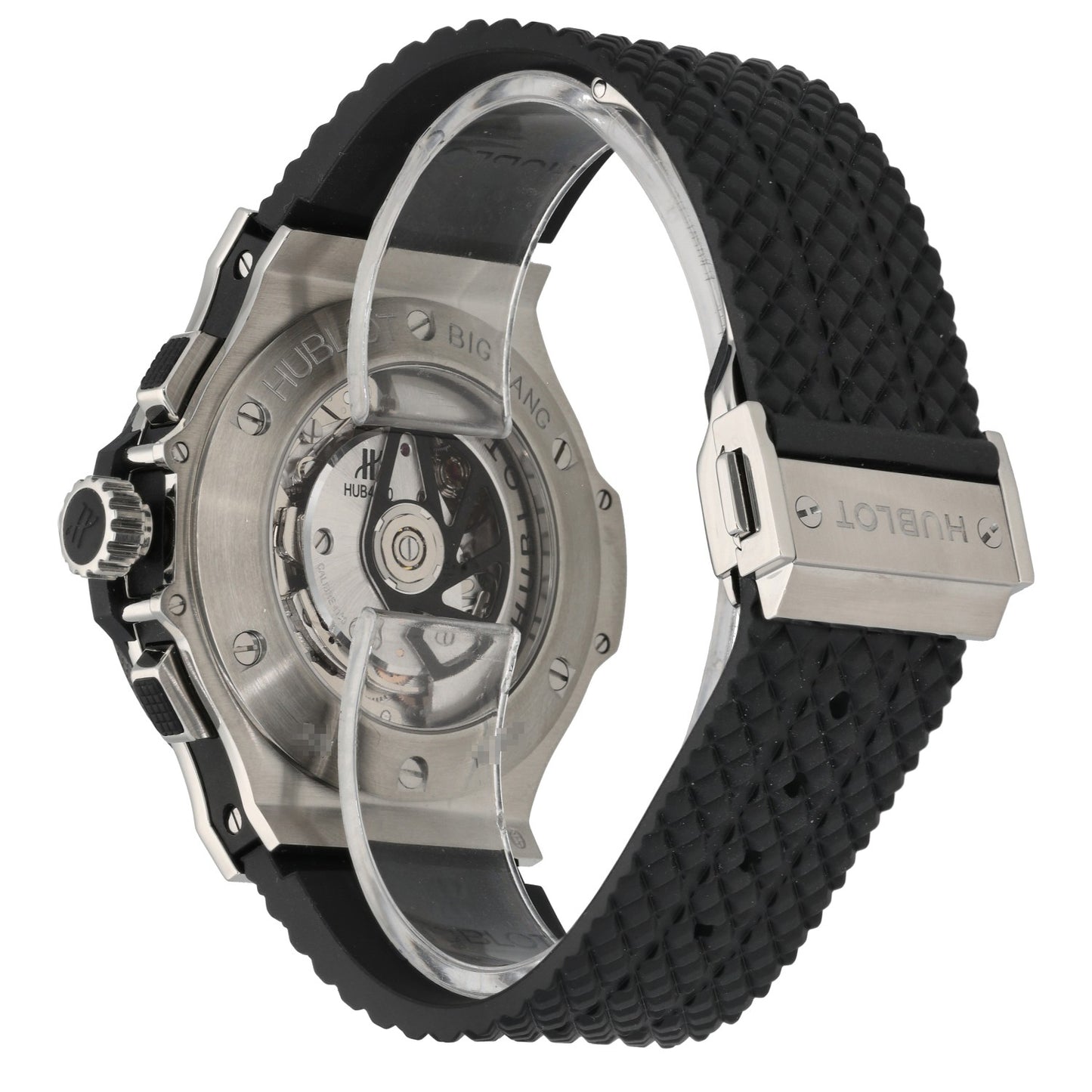 Hublot Big Bang 301.SB.131.RX, steel and ceramic watch with open caseback