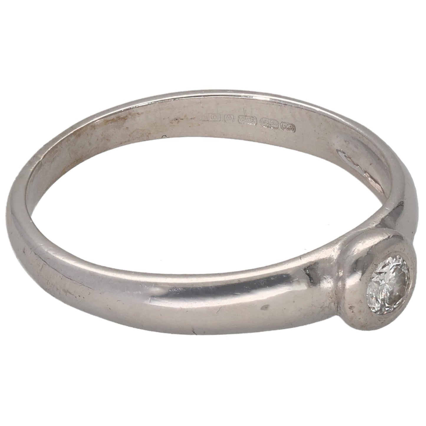 9ct White Gold 0.10ct Diamond Solitaire Ring Size N