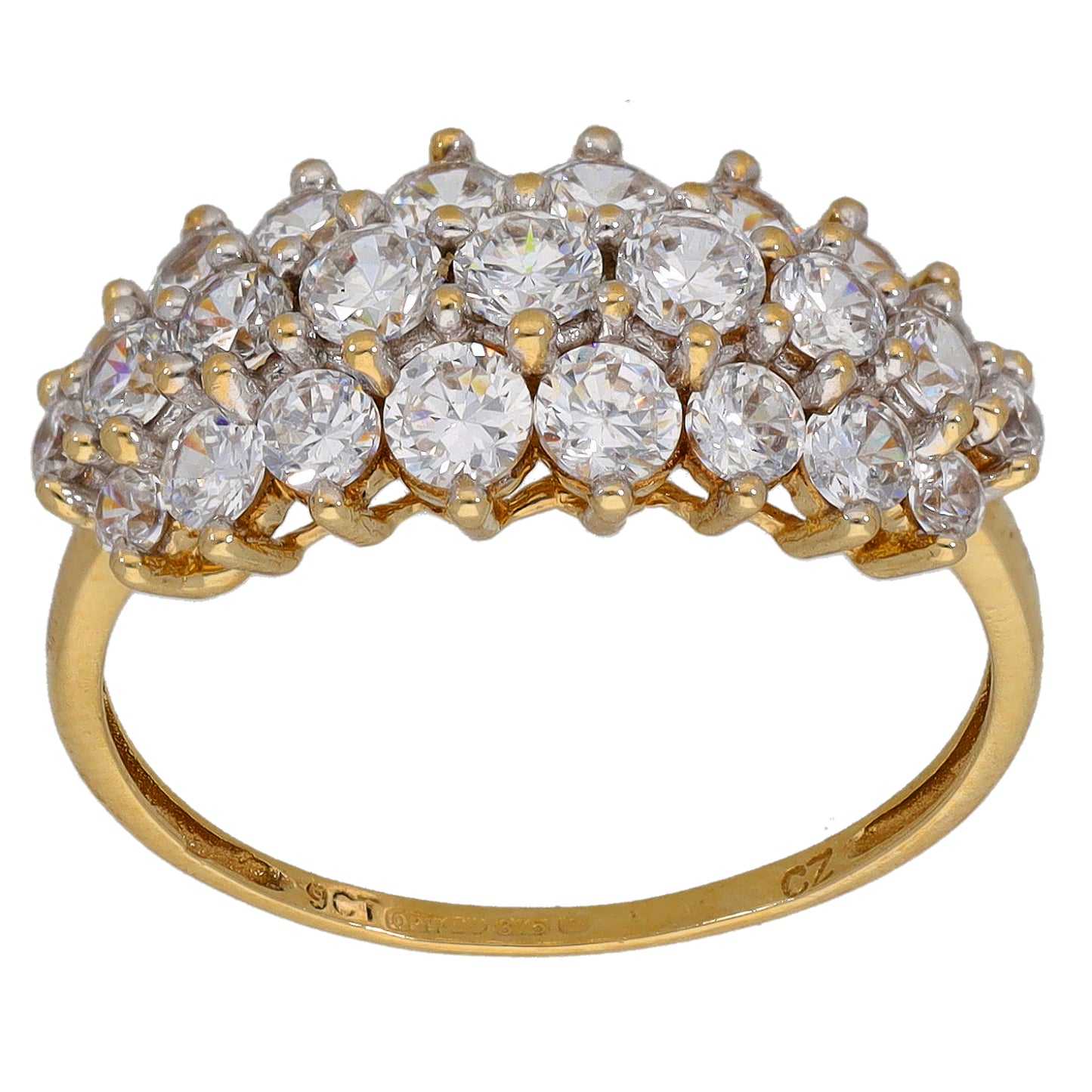 9ct Gold Cubic Zirconia Dress/Cocktail Ring Size P