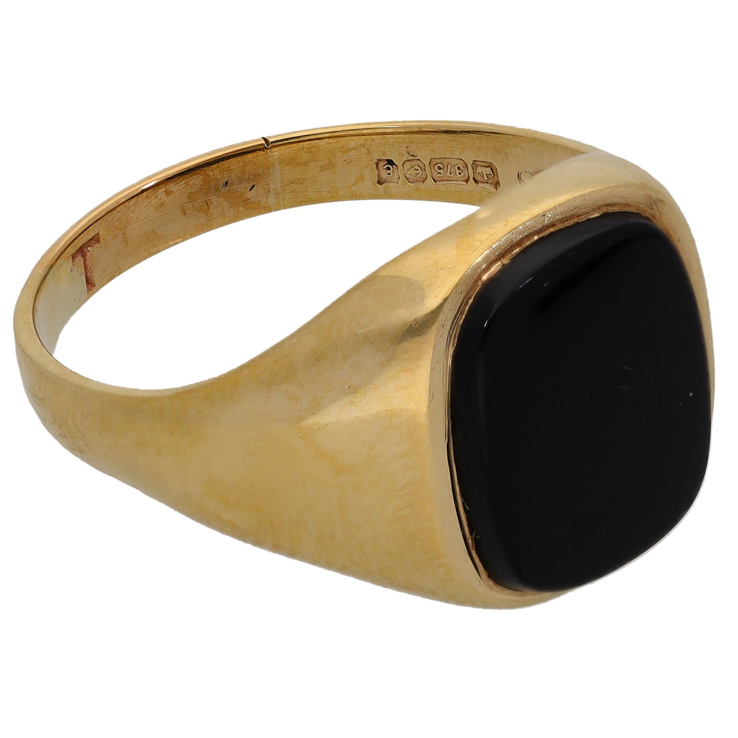 9ct Gold Onyx Single Stone Signet Ring Size Y