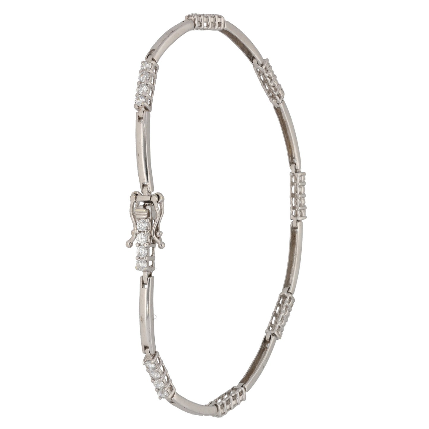 9ct White Gold Cubic Zirconia Fancy Stone Set Bracelet