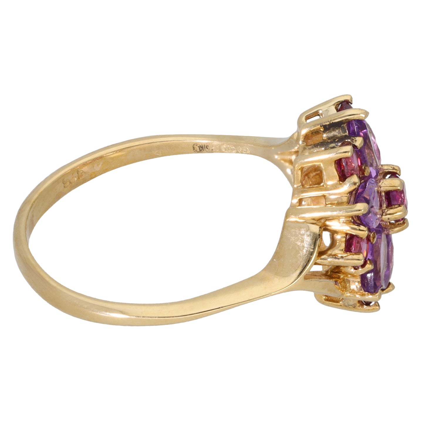 9ct Gold Garnet & Amethyst Dress/Cocktail Ring Size P