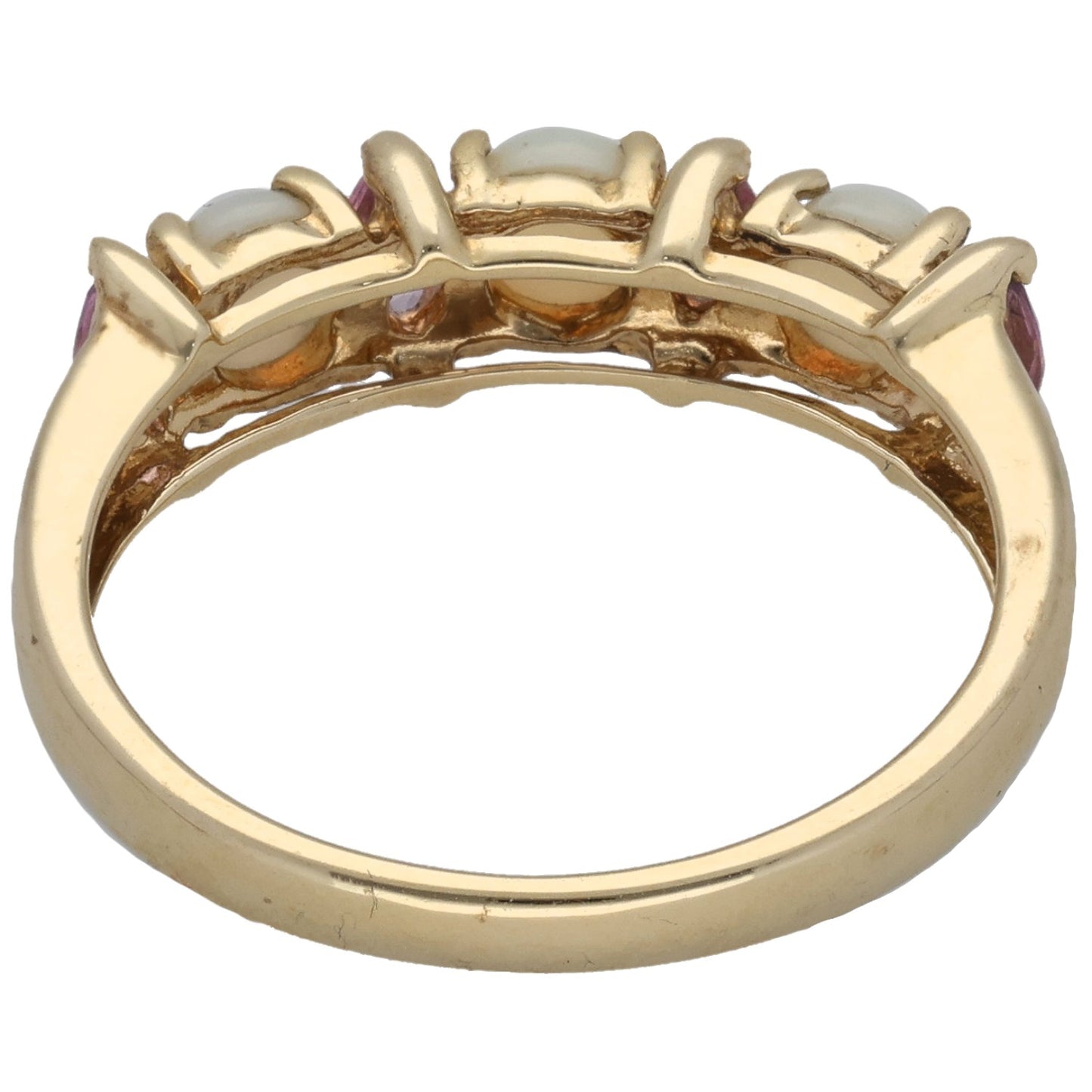9ct Gold Opal & Sapphire Half Eternity Ring Size N