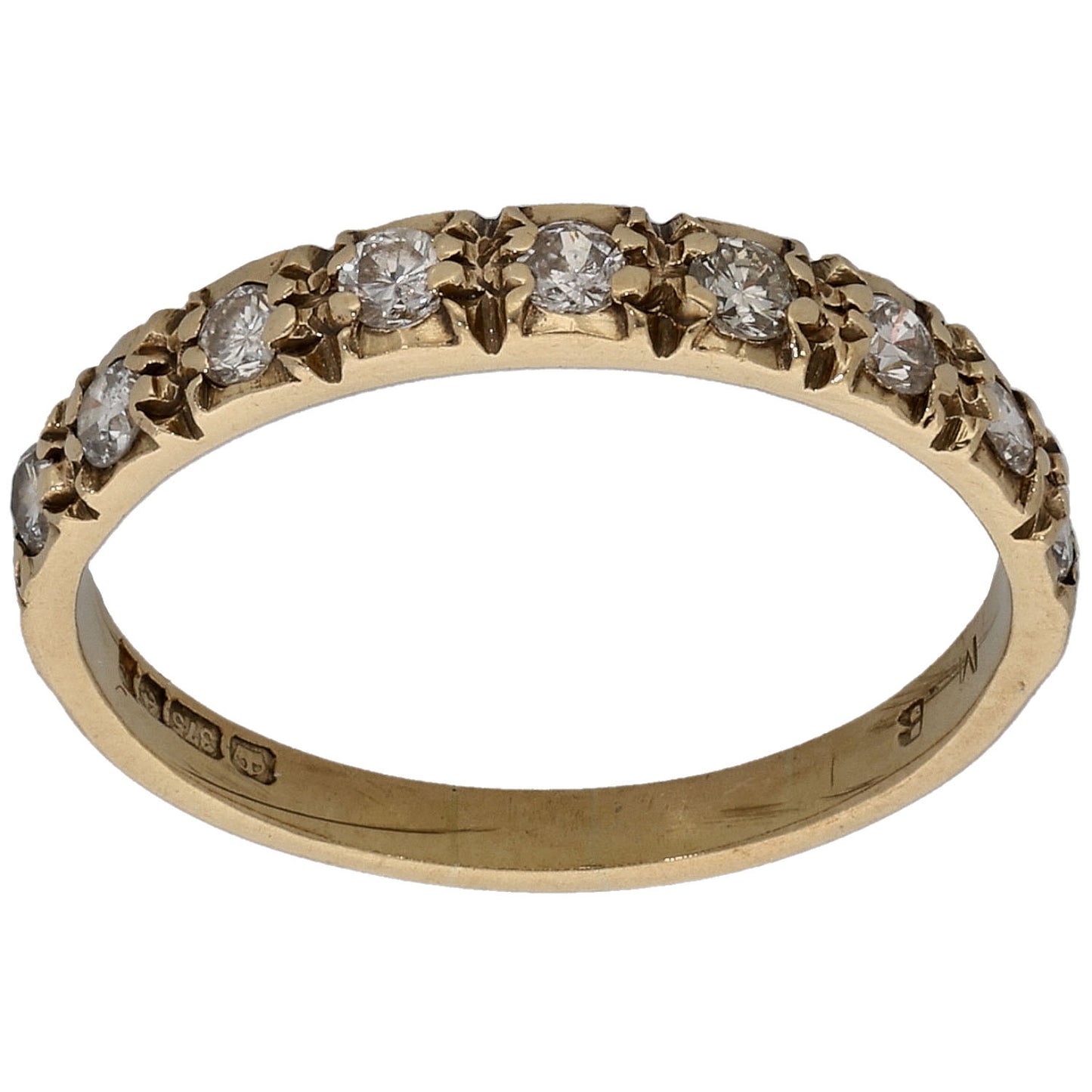 9ct Gold 0.27ct Diamond Half Eternity Ring Size L