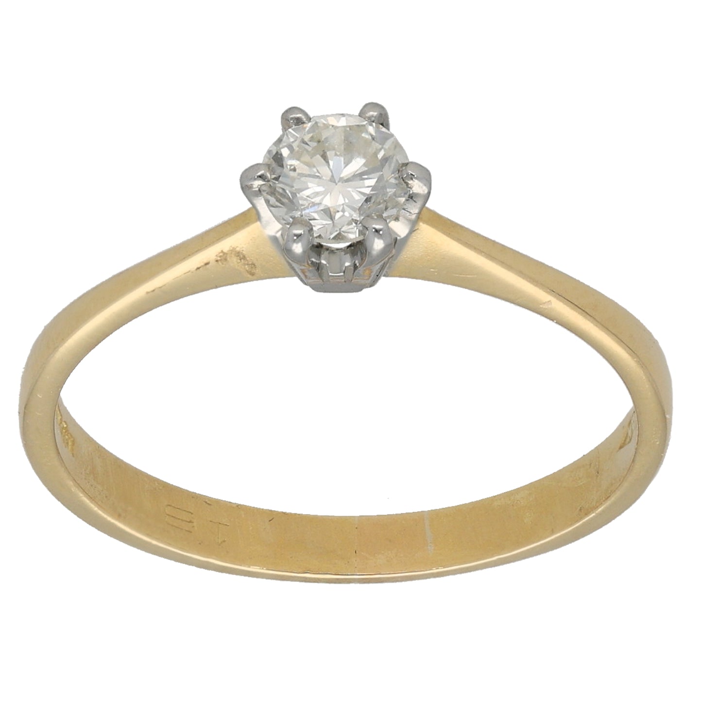 18ct Gold 0.35ct Diamond Solitaire Ring Size P