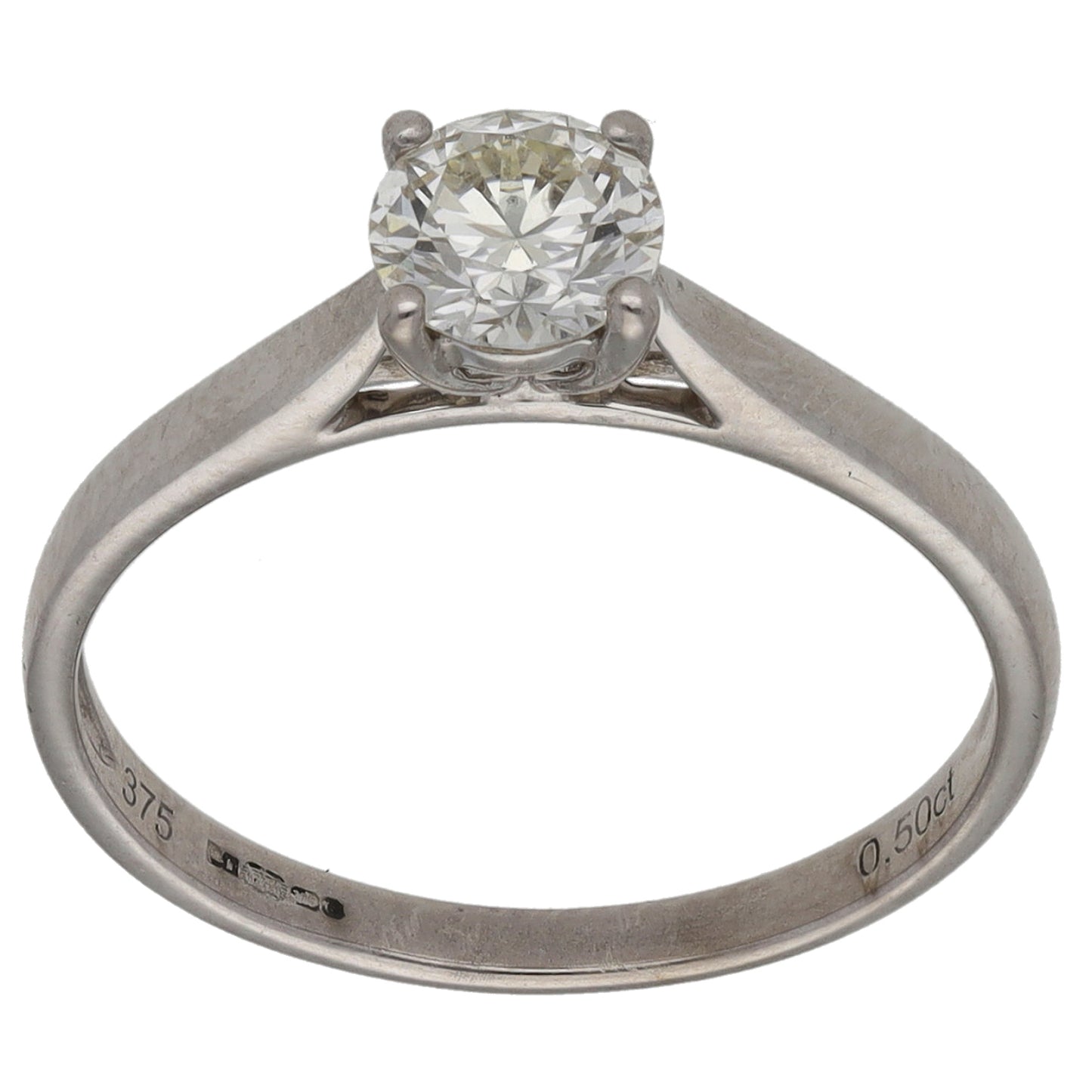 9ct White Gold 0.50ct Diamond Solitaire Ring Size L