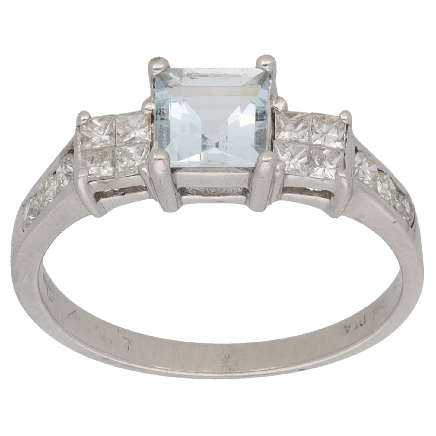 18ct White Gold 44ct Diamond & Aquamarine Dress/Cocktail Ring Size M