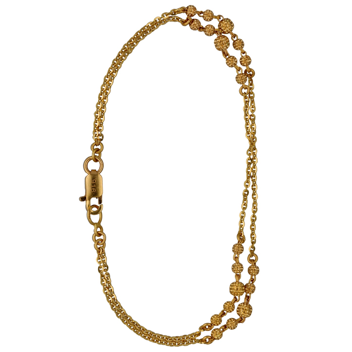 New 22ct Gold Double Row Beaded Bracelet