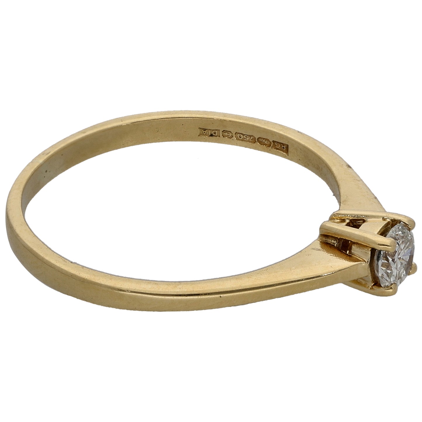 18ct Gold 0.20ct Diamond Solitaire Ring Size P