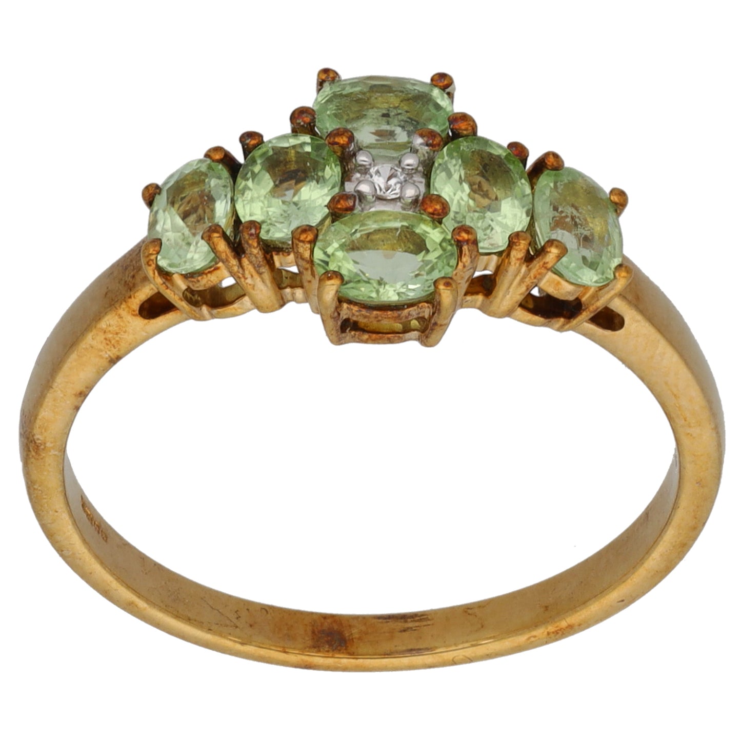 9ct Gold Tourmaline & Imitation Gems Dress/Cocktail Ring Size P