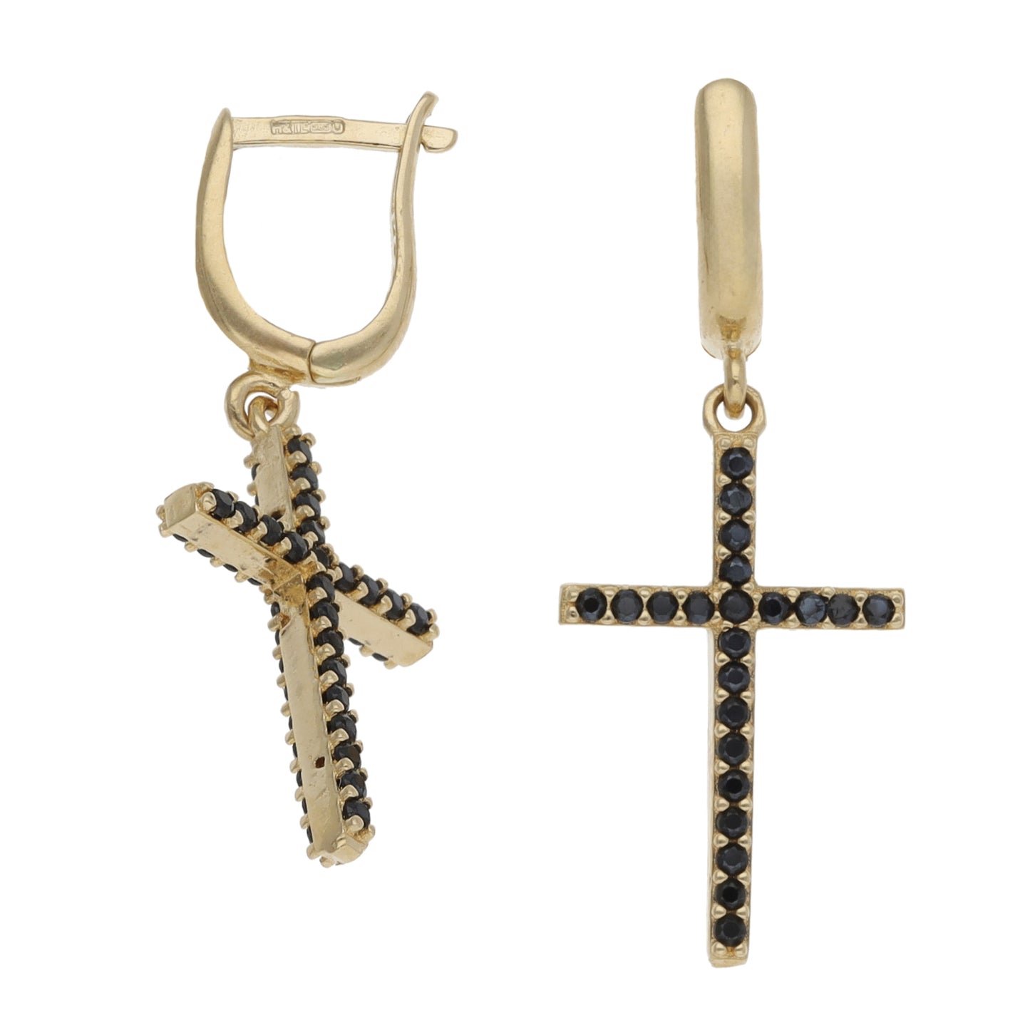 14ct Gold Imitation Gems Cross Drop Earrings