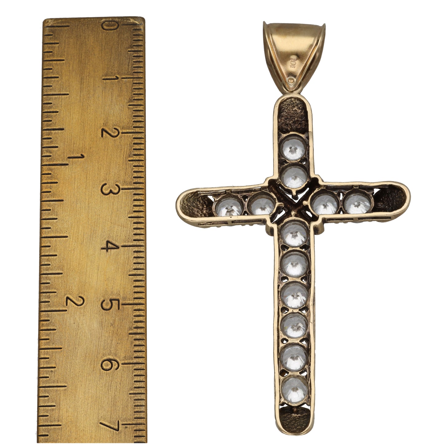 9ct Gold Cubic Zirconia Cross Pendant