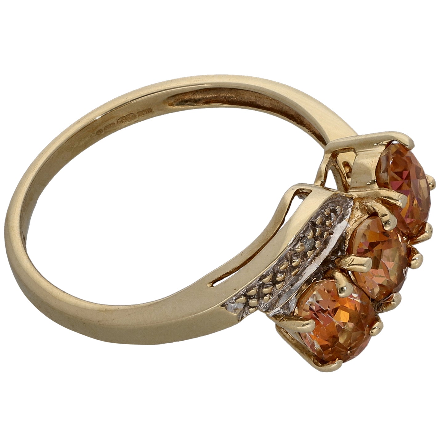 9ct Gold Coated Topaz & 0.01ct Diamond Dress/Cocktail Ring Size M