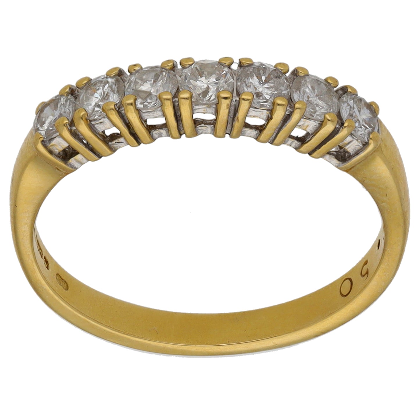 18ct Gold 0.50ct Diamond Half Eternity Ring Size M