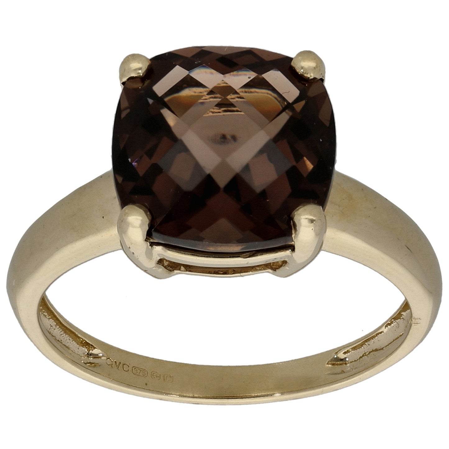 9ct Gold Smoky Quartz Single Stone Ring Size N