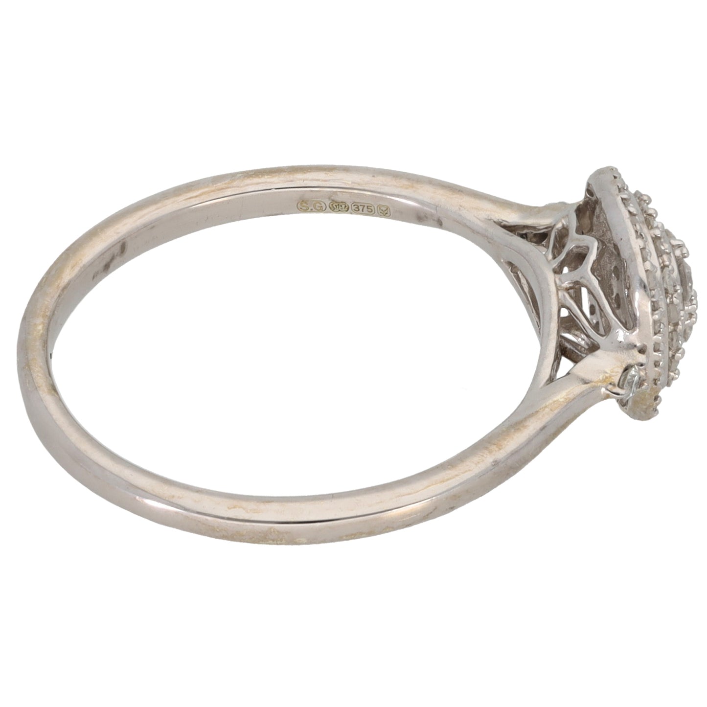 9ct White Gold 0.20ct Diamond Halo Ring Size N