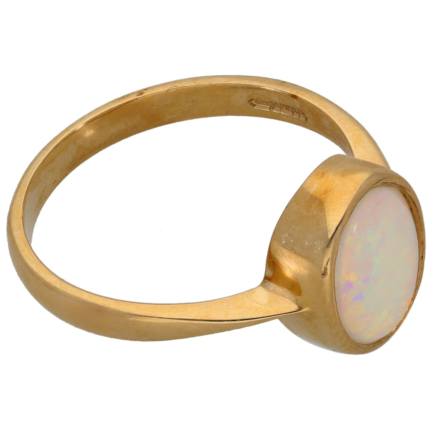 9ct Gold Opal Single Stone Ring Size P