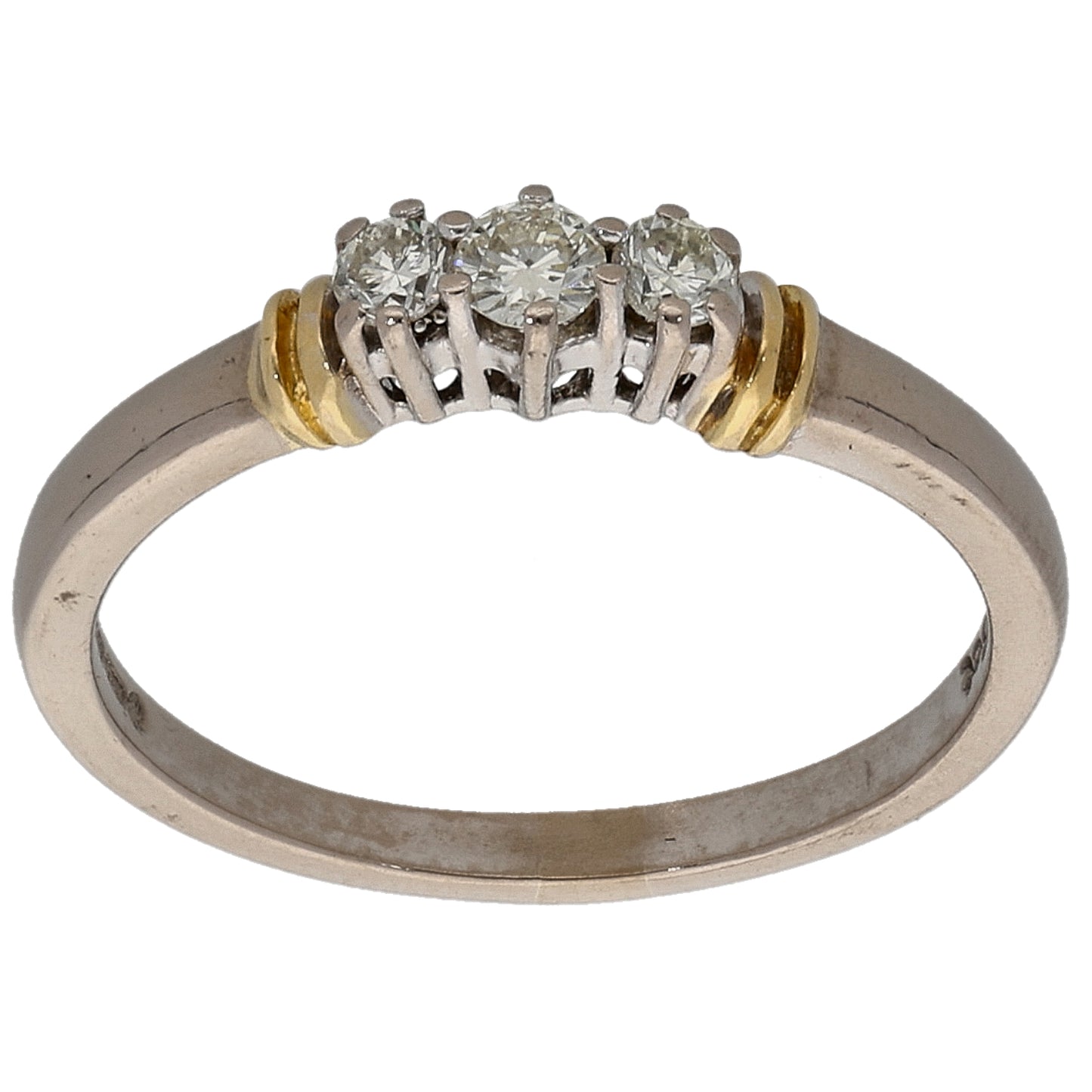 18ct Bicolour Gold 0.25ct Diamond Trilogy Ring Size R