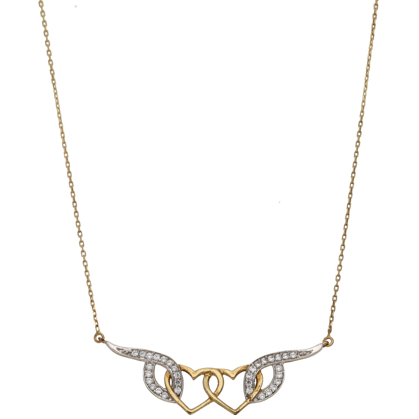 9ct Gold Cubic Zirconia Fancy Necklace 14"