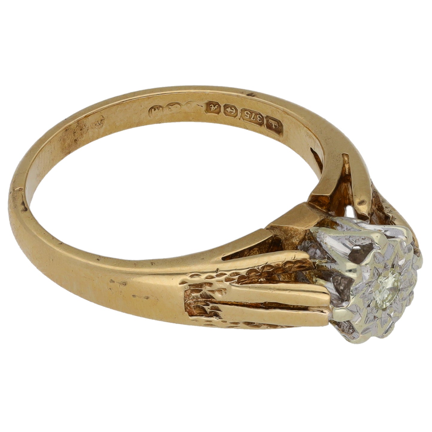 9ct Gold 0.05ct Diamond Solitaire Ring Size L