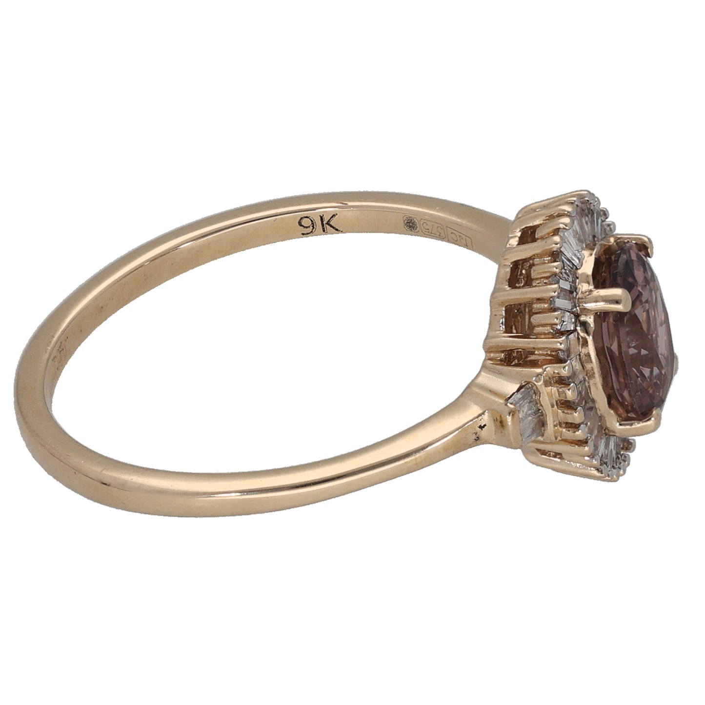 9ct Gold Zircon & 0.30ct Diamond Dress/Cocktail Ring Size O