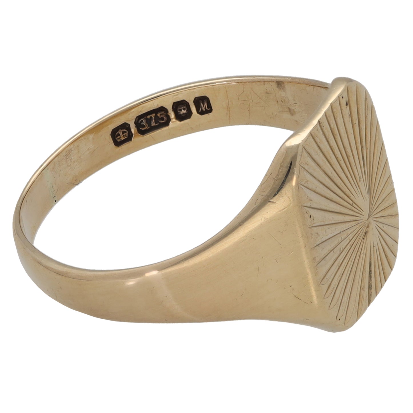 9ct Gold Patterned Signet Ring Size S