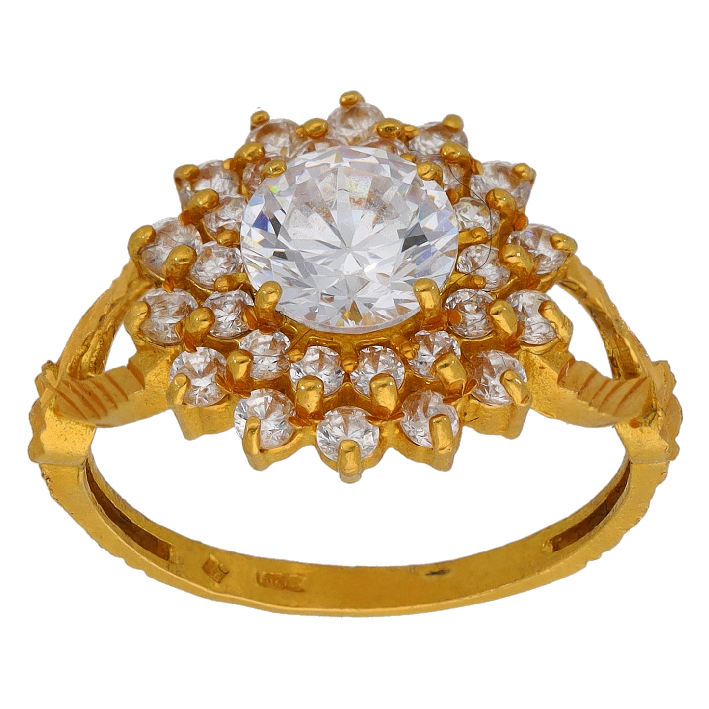 22ct Gold Cubic Zirconia Cluster Ring Size O