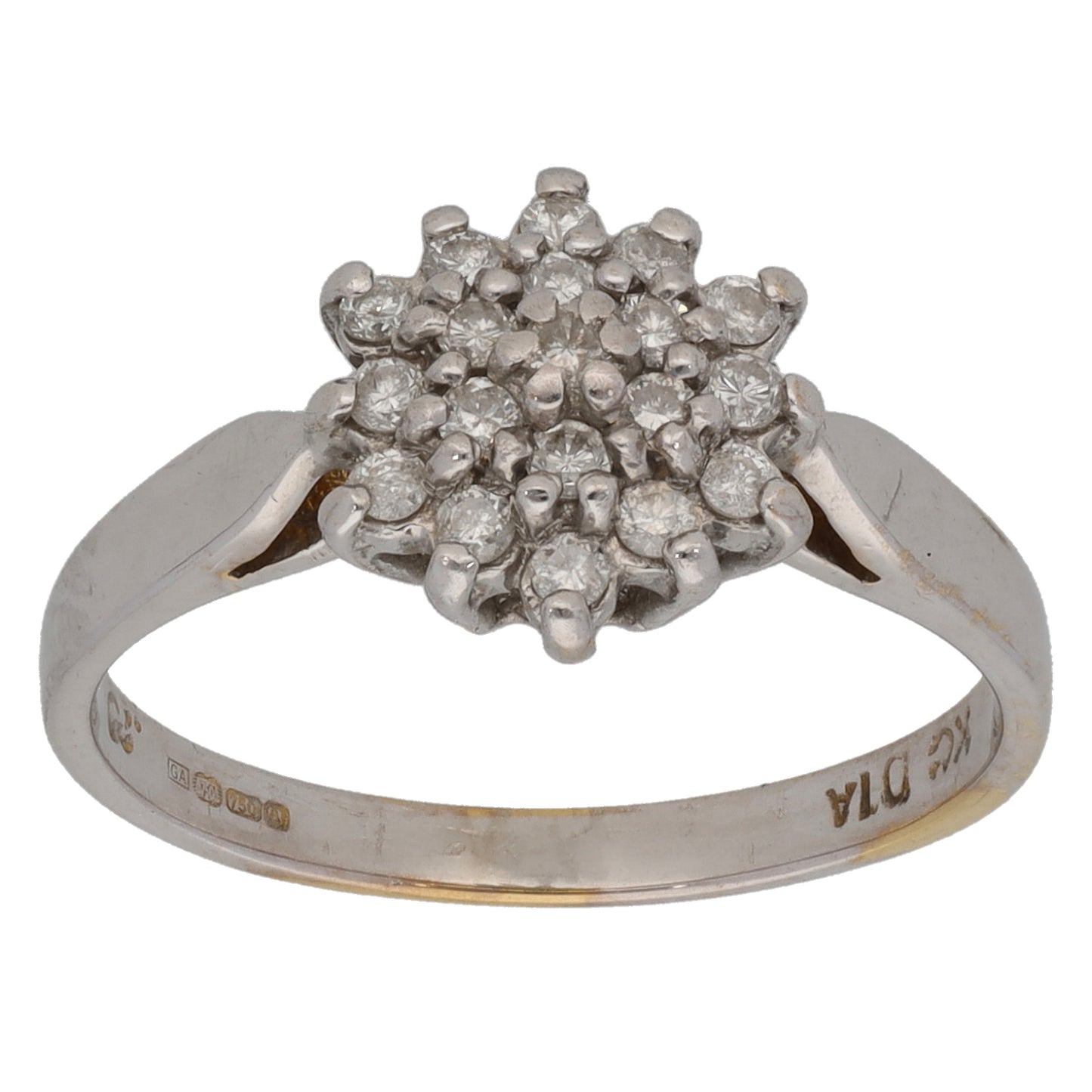 18ct White Gold 0.25ct Diamond Cluster Ring Size M