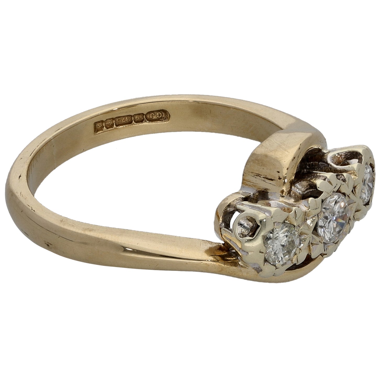 9ct Gold 0.24ct Diamond Trilogy Ring Size M