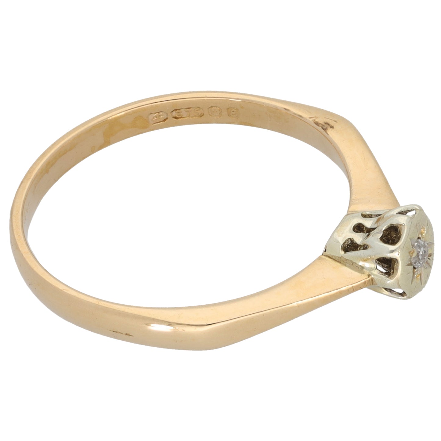 9ct Gold 0.01ct Diamond Solitaire Ring Size P