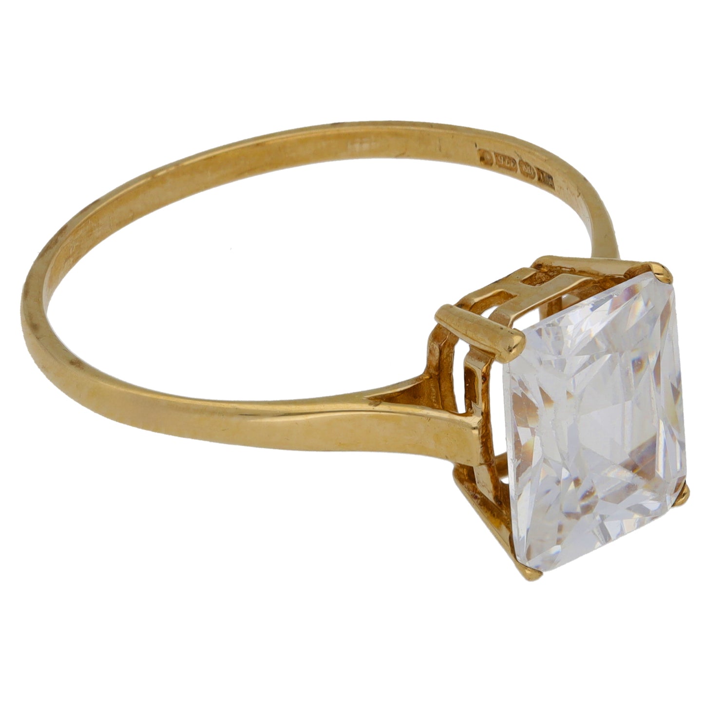 9ct Gold Cubic Zirconia Single Stone Ring Size V