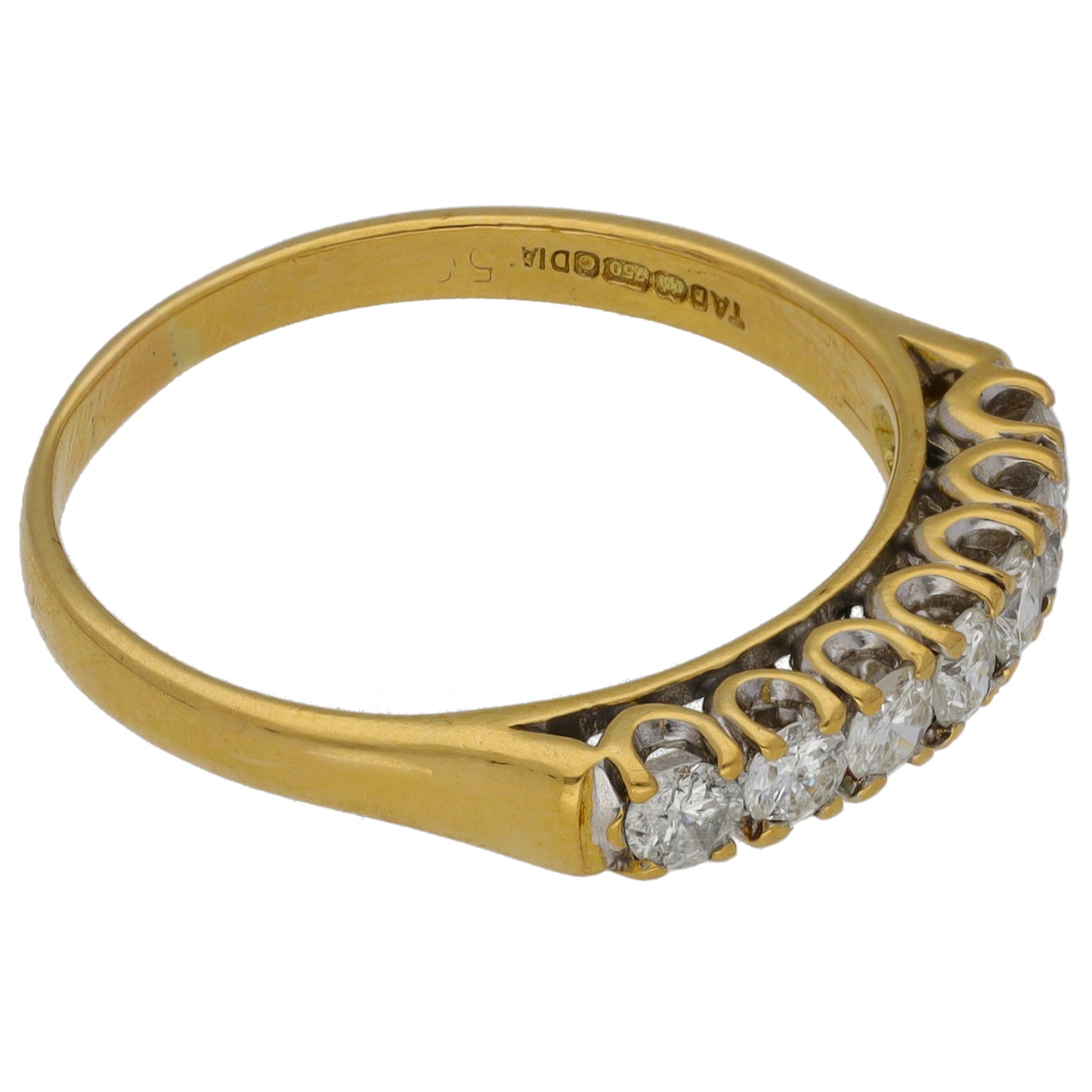18ct Gold 0.50ct Diamond Half Eternity Ring Size R