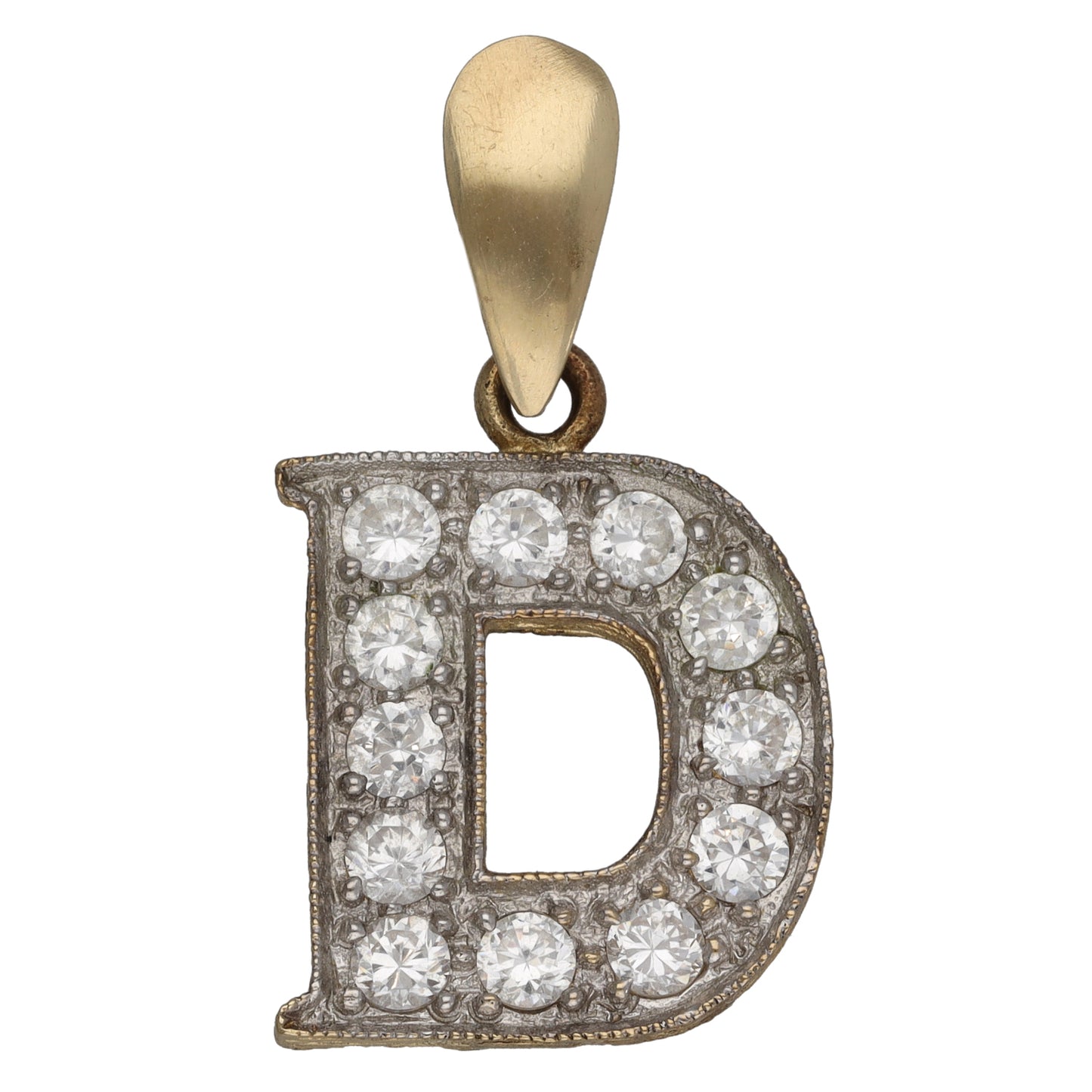 9ct Gold Cubic Zirconia Initial D Pendant